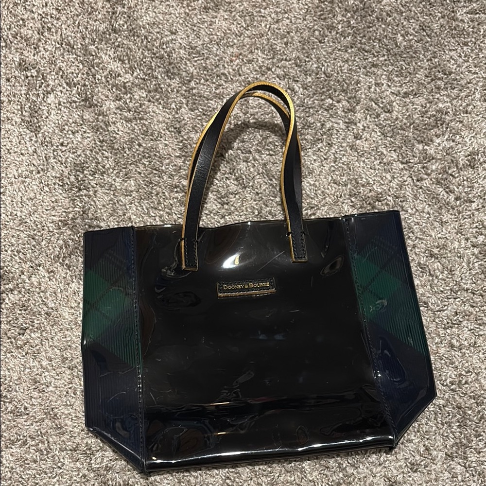 Dooney & Bourke Black Glossy Tote Bag with Structured Design
